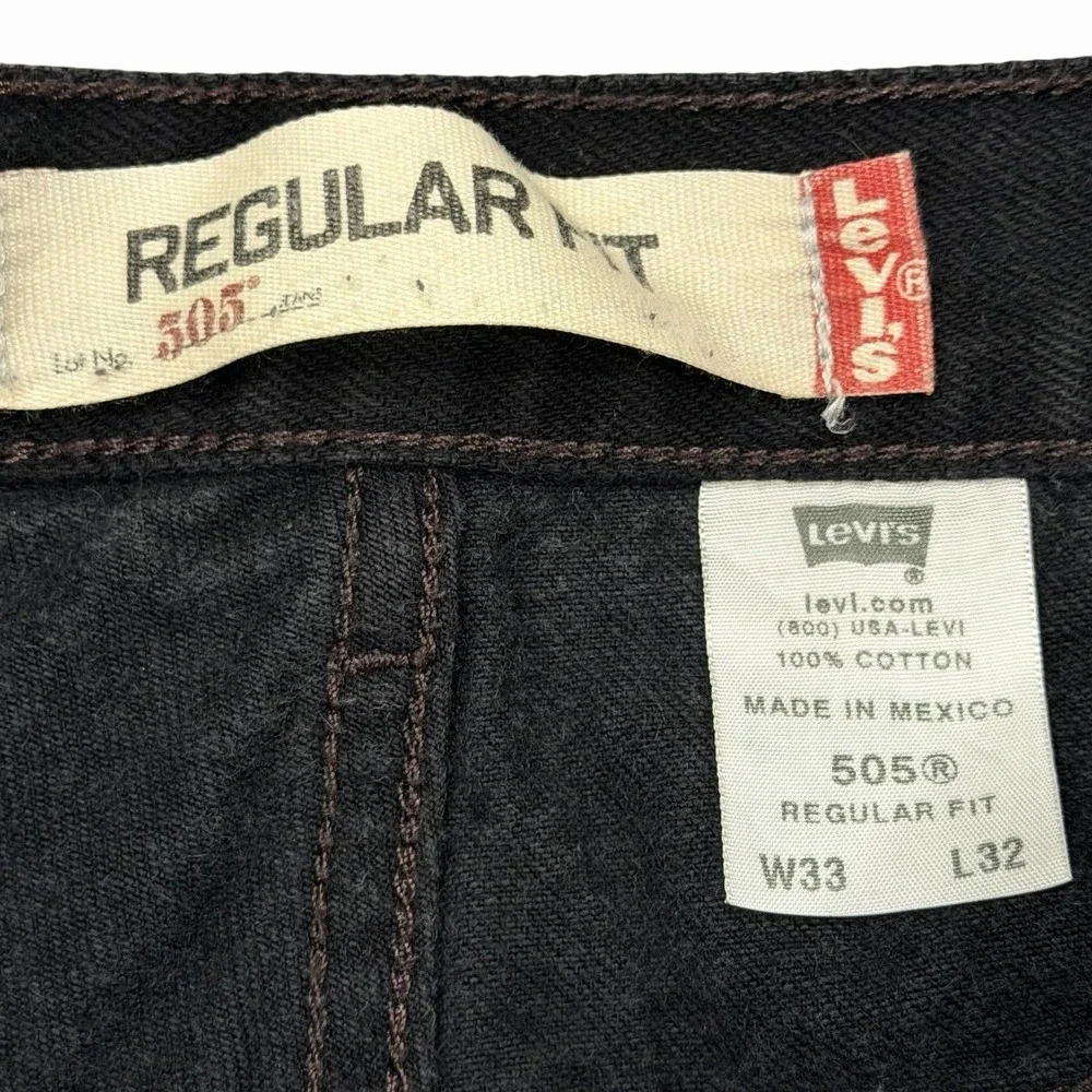 Levi's 505 Jeans 30x30 Black Regular Fit Straight Leg Denim Dark Wash Zip Fly